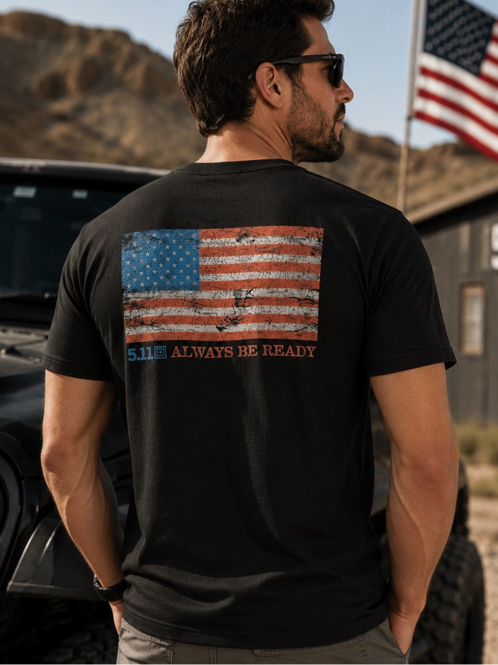 NWT 5.11 Tactical Always Be Ready American Flag Graphic Tee Mens Size L & XL NEW